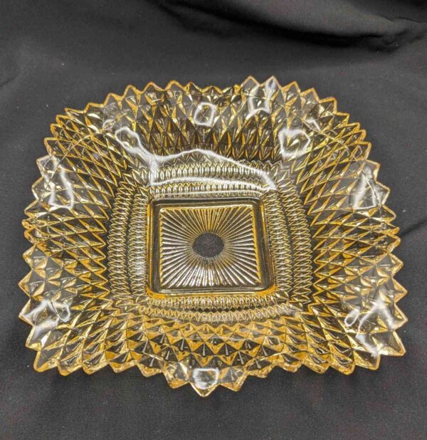 Ruffled Bonbon Plate: Federal Glass Yellow Pattern