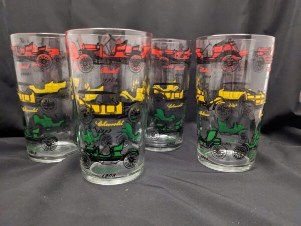 Antique Car Tumblers (Set of 4) by Jeanette Glass, 10 oz