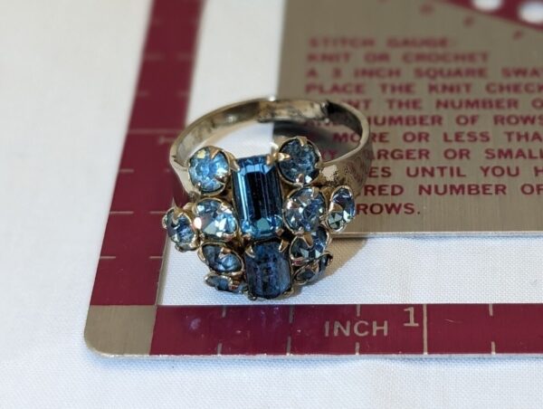 Vintage MCM Sterling Blue Rhinestone Cocktail Ring