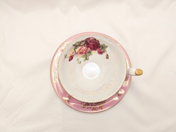 Vintage Pink Rose Porcelain Teacup & Saucer Set