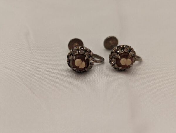 Vintage 1940s Clip-On Earrings with Rhinestones