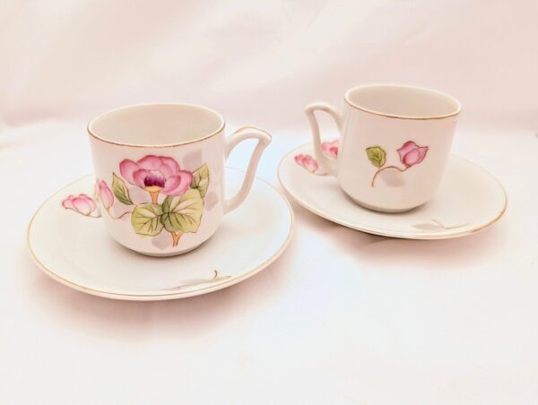 Handpainted Rose Demitasse Set by Ucago