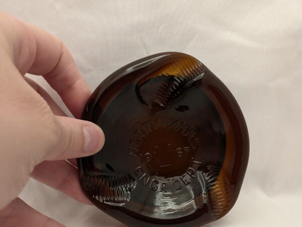 Vintage 1960s Brown Glass Ashtray: Merry Xmas 1967 Engr Dept