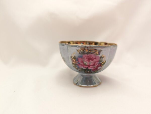 Vintage royal blue Ainsley teacup & saucer, hand-painted roses