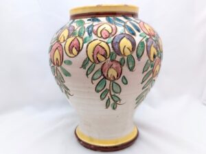 Handpainted Italian pottery vase with boho floral design