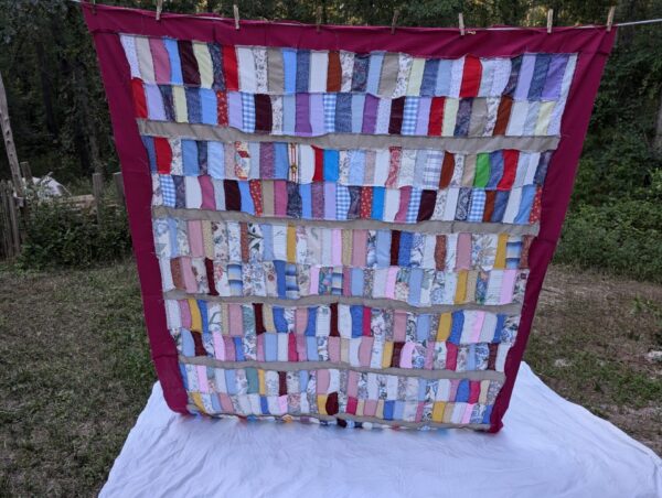 Quilt Top: Unfinished Patchwork Strip - Full/Twin Size