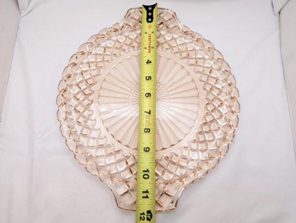 Pink Depression Glass Cake Plate w/ Handles - Anchor Hockings Waterford Pattern 10 1/4