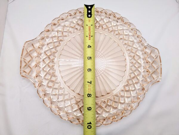 Pink Depression Glass Cake Plate - 10.25 Waterford Pattern