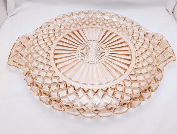 Pink Depression Glass Cake Plate, Waterford Pattern