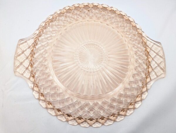 Pink Depression Glass Cake Plate, 10 1/4 - Anchor Hockings Waterford Pattern