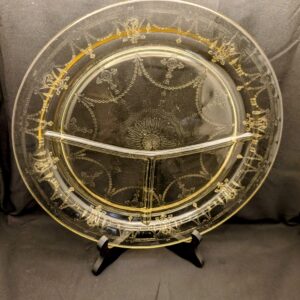 Cameo Yellow Depression Glass Divided Plate, 10.5