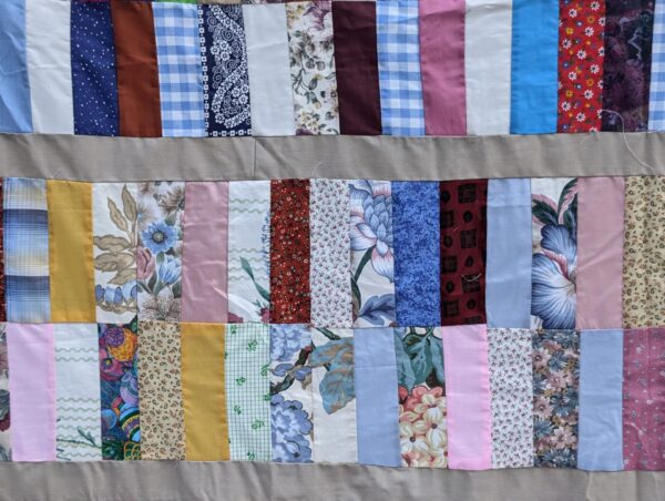 Unfinished Quilt Top: Patchwork Strips, Full/Twin Size, 72W x 88L