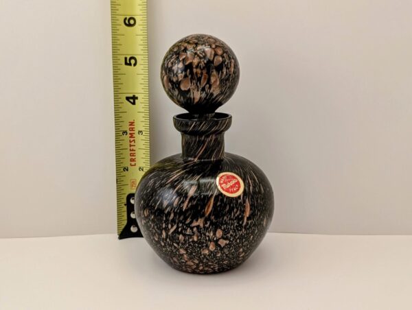 Murano Glass Decanter with Copper, Black, and Stopper