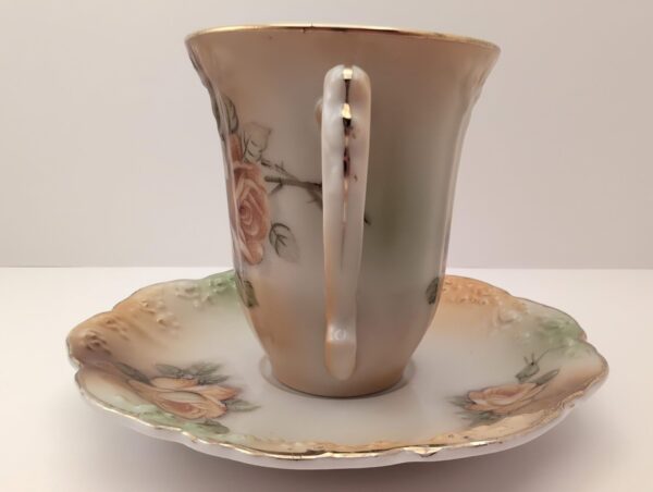 1960s Rose Chocolate Cup And Saucer Set