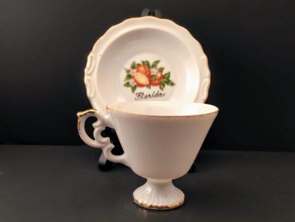 Florida souvenir vintage teacup set with oranges and orange blossoms