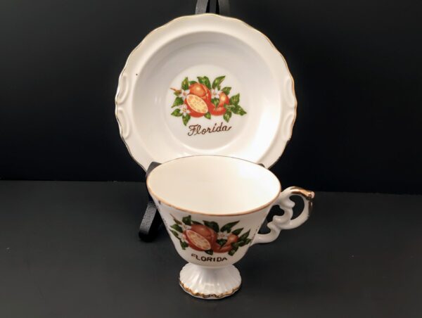 Florida teacup: white, orange blossoms, Florida text