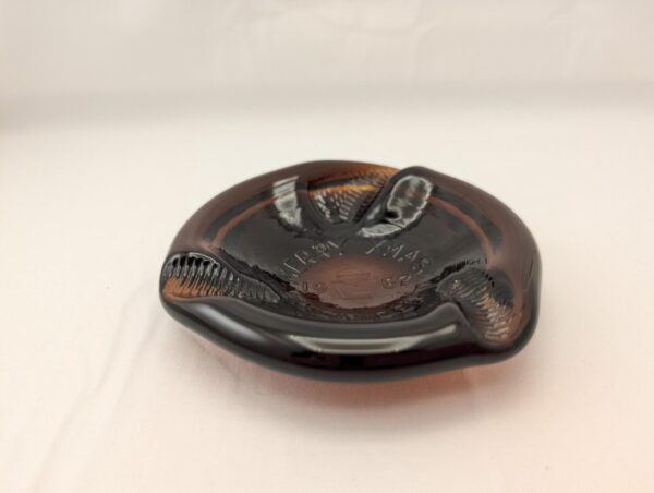 Vintage 1967 Anchor Glass Employee Ashtray - Brown, Merry XMAS