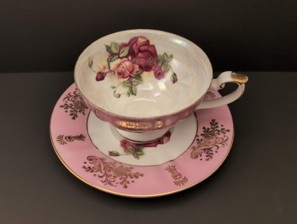 Elegant Royal Halsey Pink Lusterware Teacup & Saucer Set