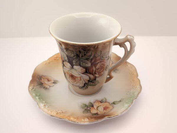 1960s Rose Chocolate Cup & Saucer Set