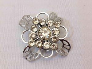 Vintage MCM Silver Brooch w/ Rhinestones - Scarf Pin