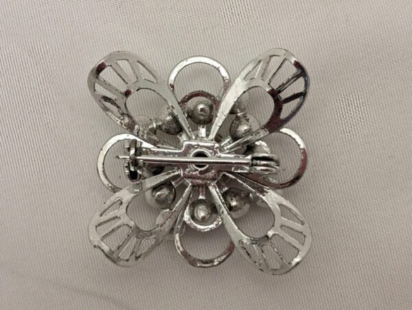 Vintage MCM Silver Butterfly Brooch-Rhinestone Scarf Pin