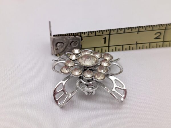 Vintage Brooch: MCM Rhinestones, Silver, Scarf Pin