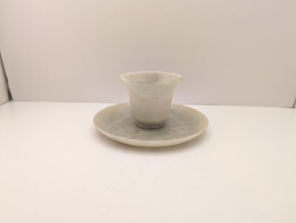 Antique jade demitasse cup & saucer, carved