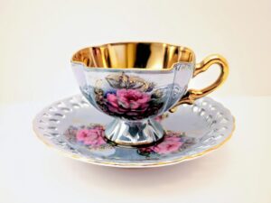 Vintage Blue Rose Teacup & Saucer